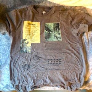 Light Gray and Green Granola Hiking Forestry T-Shirt, Large, Outdoorsy Wear
